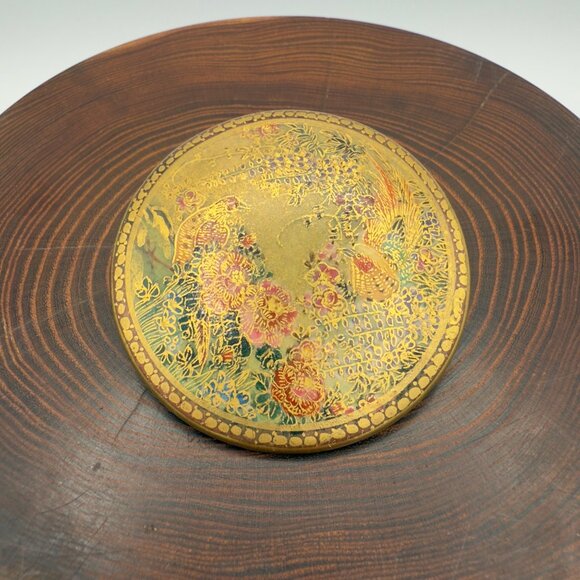 Antique Japanese Satsuma Ceramic Porcelain Hand Painted Brooch Pin Birds Flowers - Picture 3 of 13